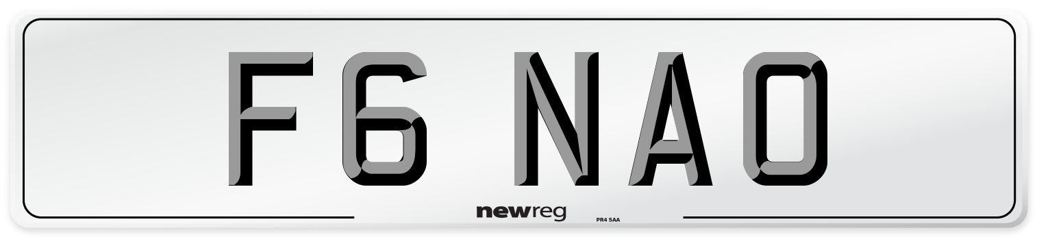 F6 NAO Number Plate from New Reg